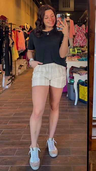 Zona Checkered Linen Shorts