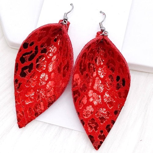 Red Metallic Leopard Earring Petals