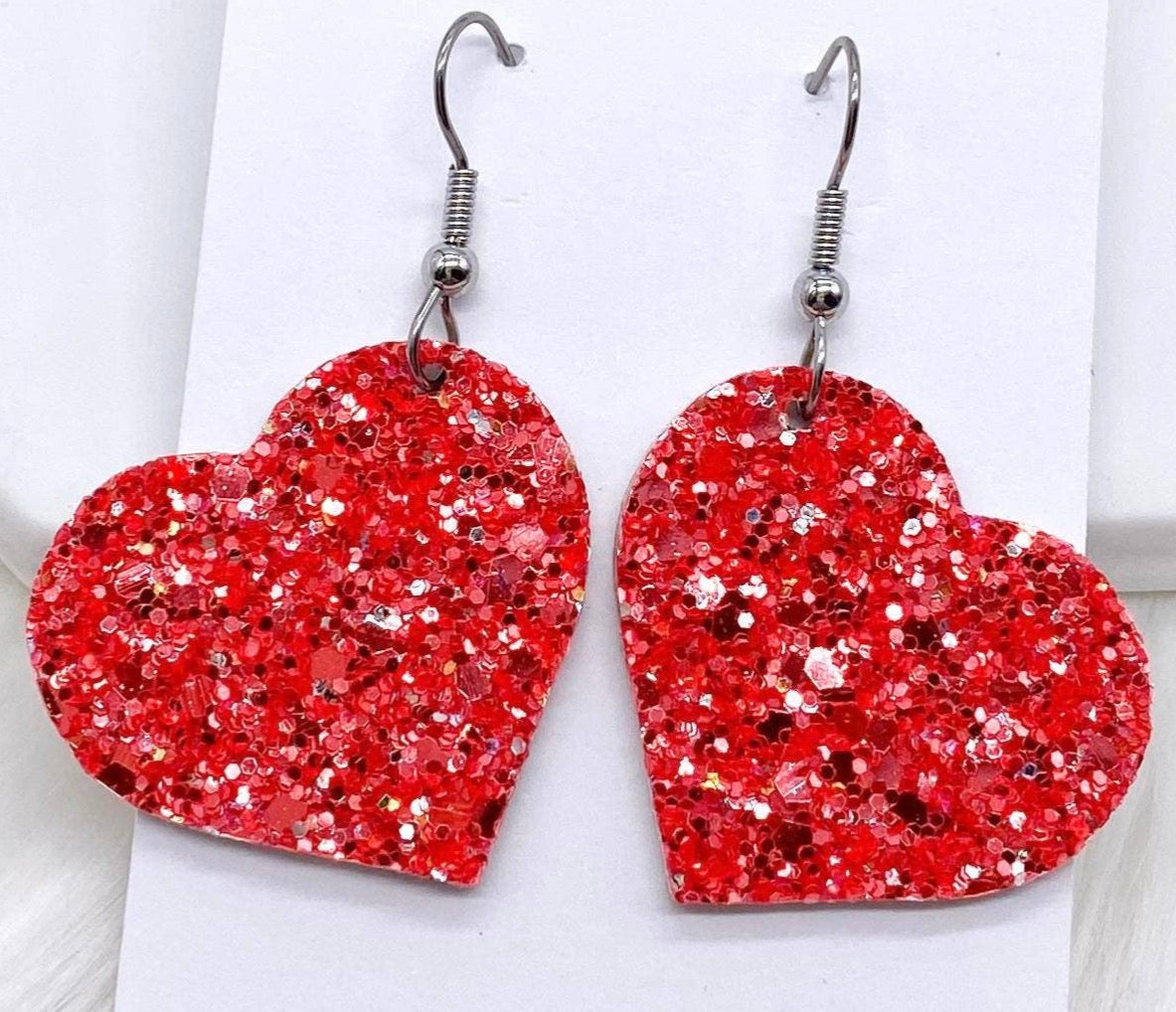 Glitter Heart Cork Earrings