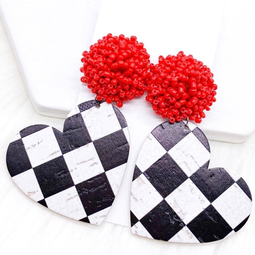 Checkered Heart Earrings