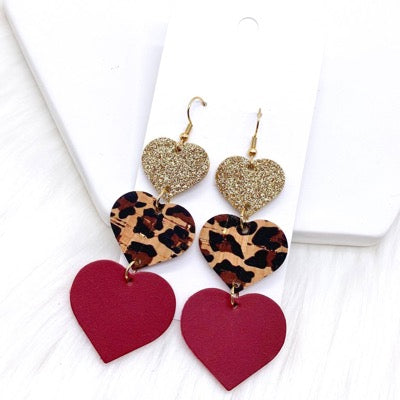 Ruby Heart Waterfall Earrings