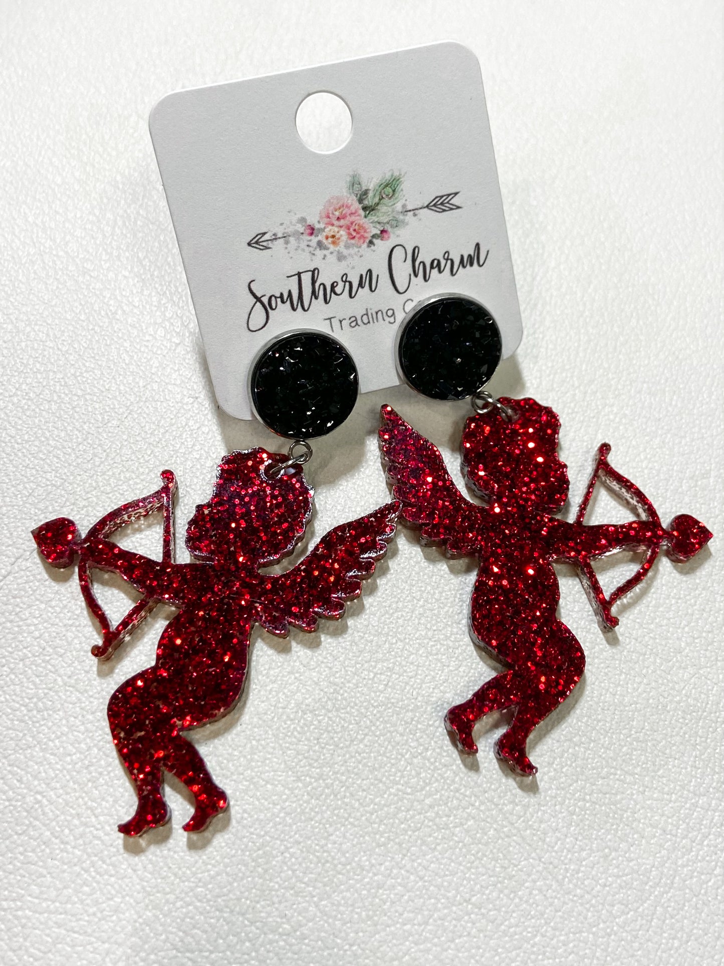 Glitter Acrylic Cupid Earrings