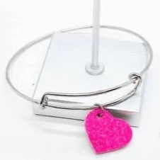Hot Pink Glitter Heart Bracelet