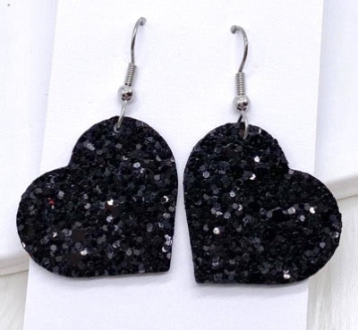 Glitter Heart Cork Earrings 1.25”