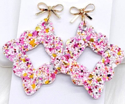 Cotton Candy Bow Glitter Lacies 2”