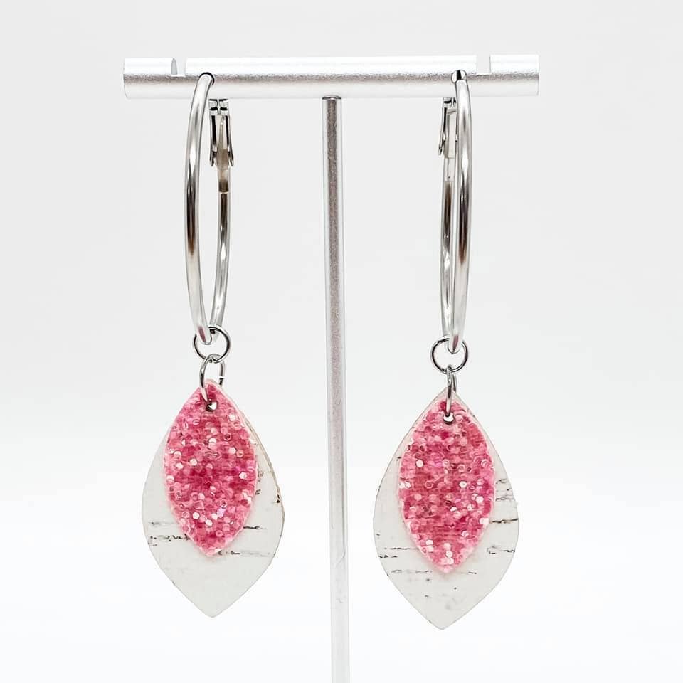 Pink Petal Hoop Earrings