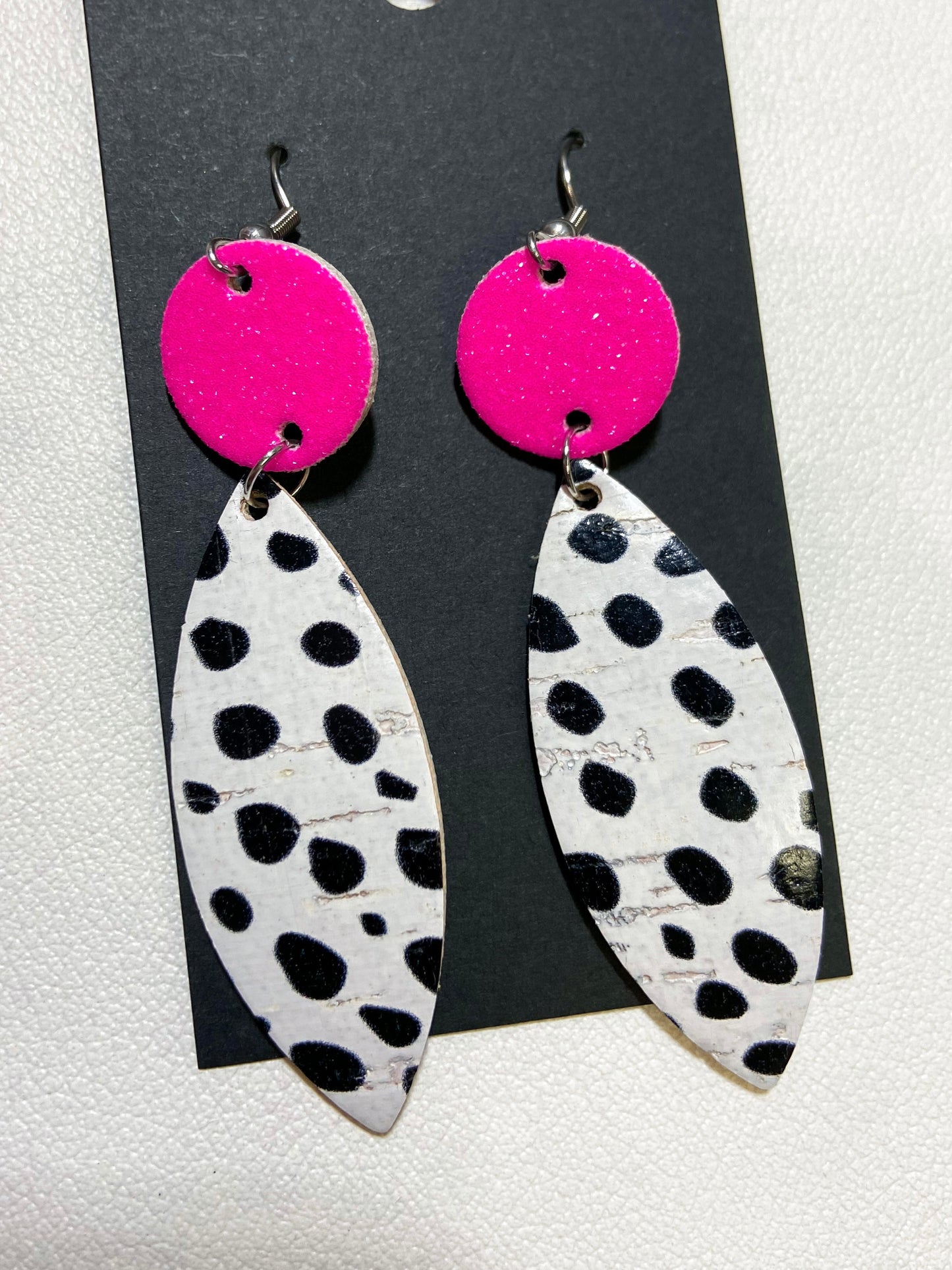 Spotted Petal and Pink Sparkle Earrings