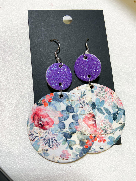 Purple and Floral Earrings