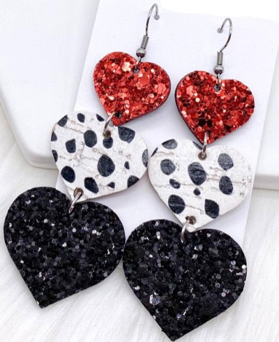 Spotted Heart Waterfall Earrings