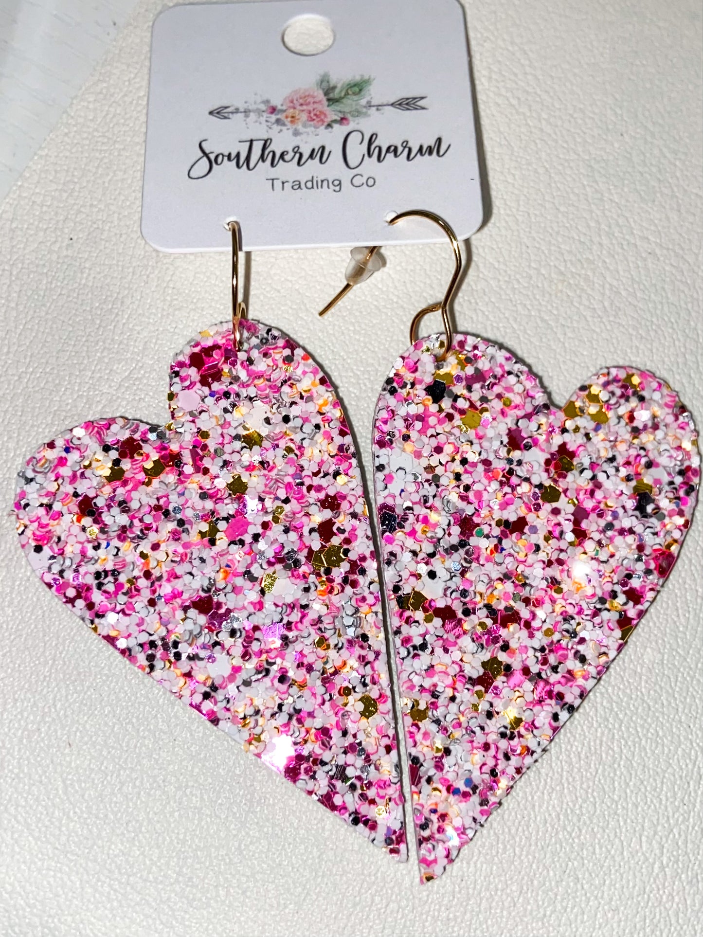 Glitter Heart Cork Earrings