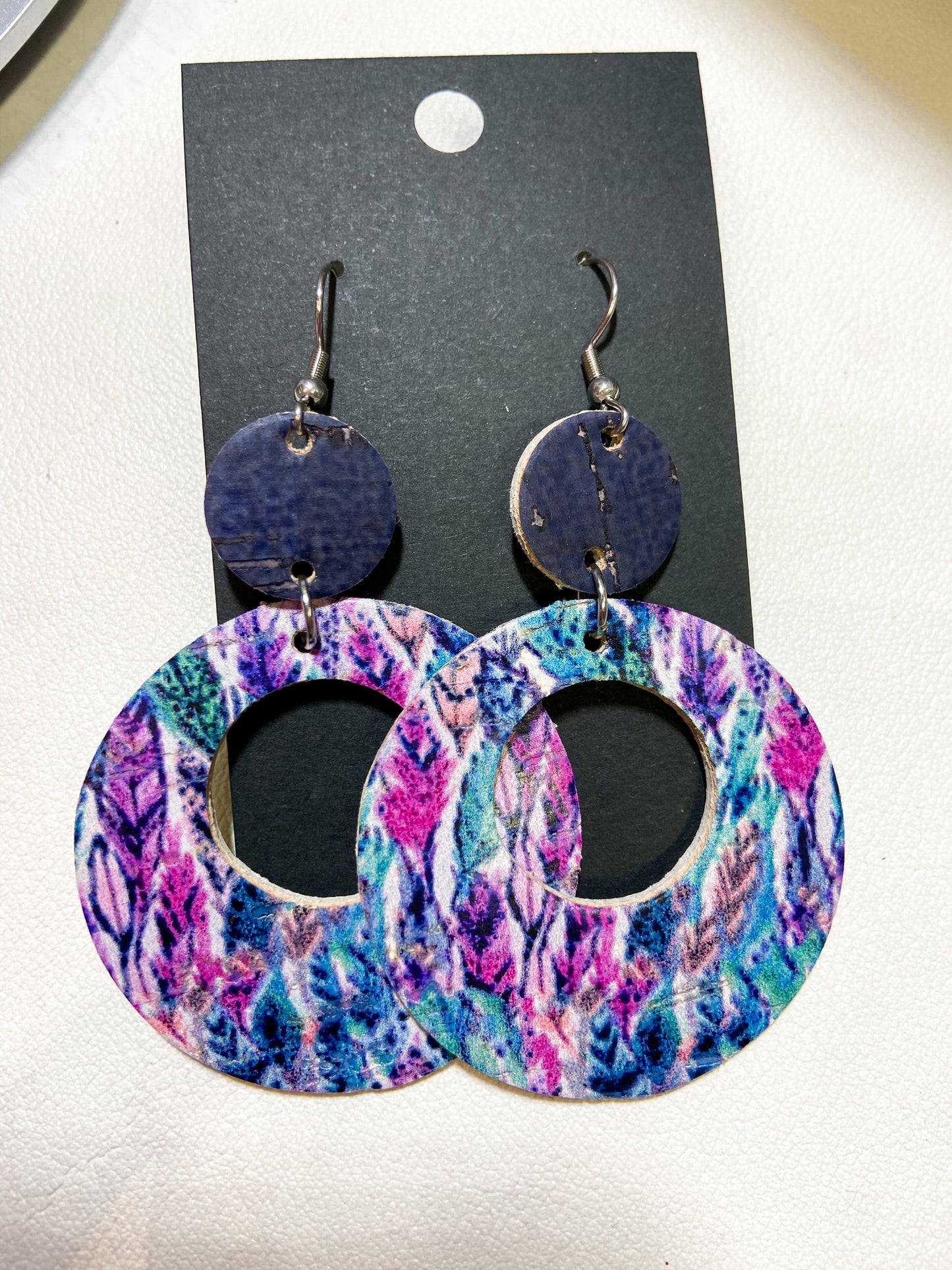 Candies Navy and Feather Earrings
