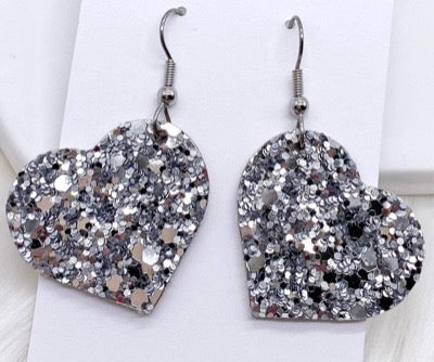 Glitter Heart Cork Earrings 1.25”