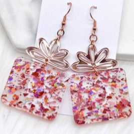 Rose Gold Confetti Present Earrings