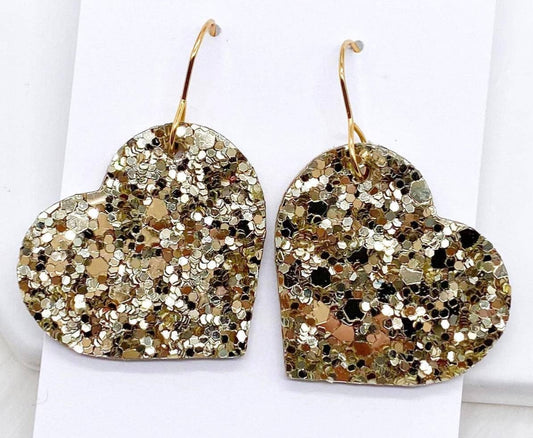 Glitter Heart Cork Earrings